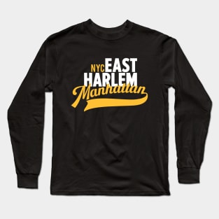 East Harlem Manhattan Minimal Typo Art - T-Shirt & Apparel Design Long Sleeve T-Shirt